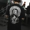 Tattoo Trendy Manga Tattoo West Coast Street Dance Chicano Flower Font Cartoon American T-shirt Cotton Same Gender Design Summer