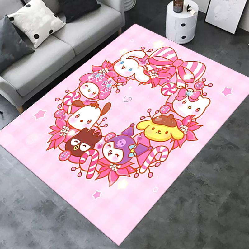 Office Rug Kawaii Characters Anti-Slip Rug, Machine Washable for Living Room, Bedroom, Office, Multiple Sizes, Bedroom Mat, Decorative Mat, Durable Ma