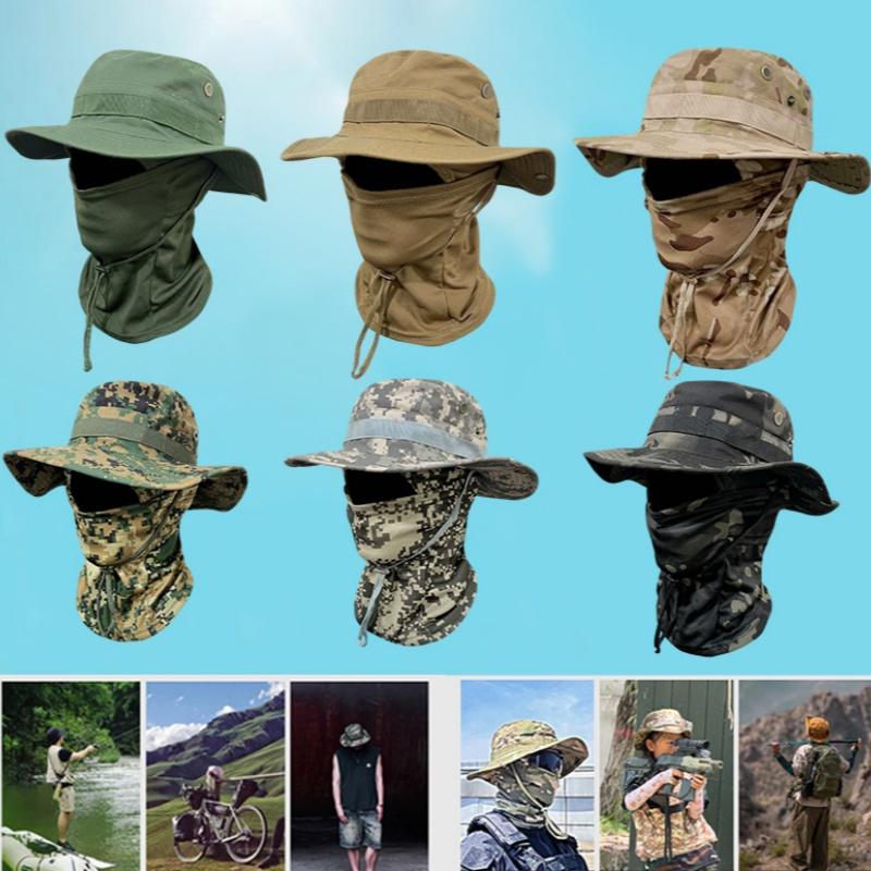 UV-Schutz Breitkrempiger Hut Herren Sonnenschutz Boonie-Kappe Outdoor Wandern Camping Anglerhut Sonnenhut Fischerhut