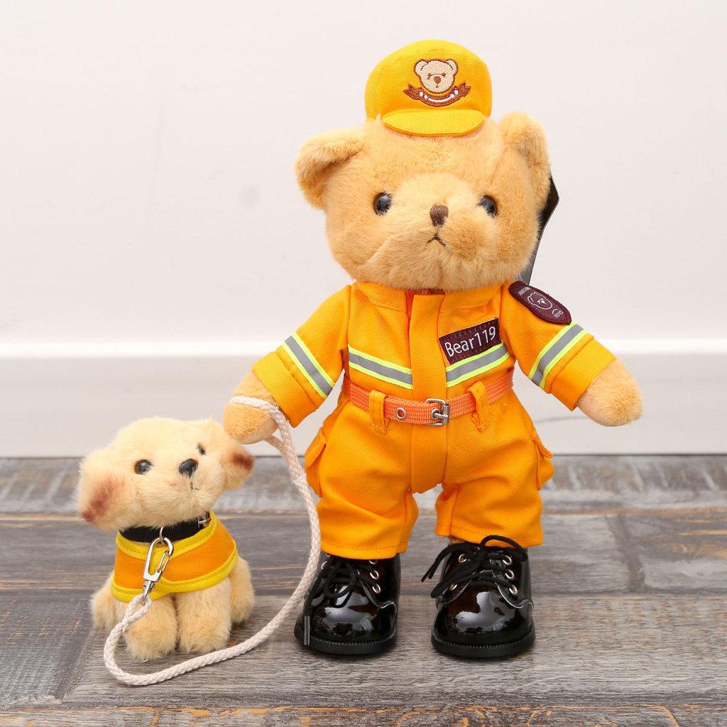Police Bear Teddy German Shepherd Cute Animal Plush Toy With Rope For Collectors