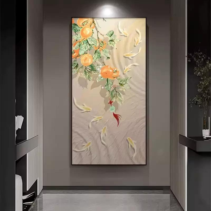 

Хурма в китайському стилі натякає на удачу Цвітіння коропа Плакати Пасторальні картини на полотні Настінні принти Картина Домашній декор кімнати 50x100cm No Framed