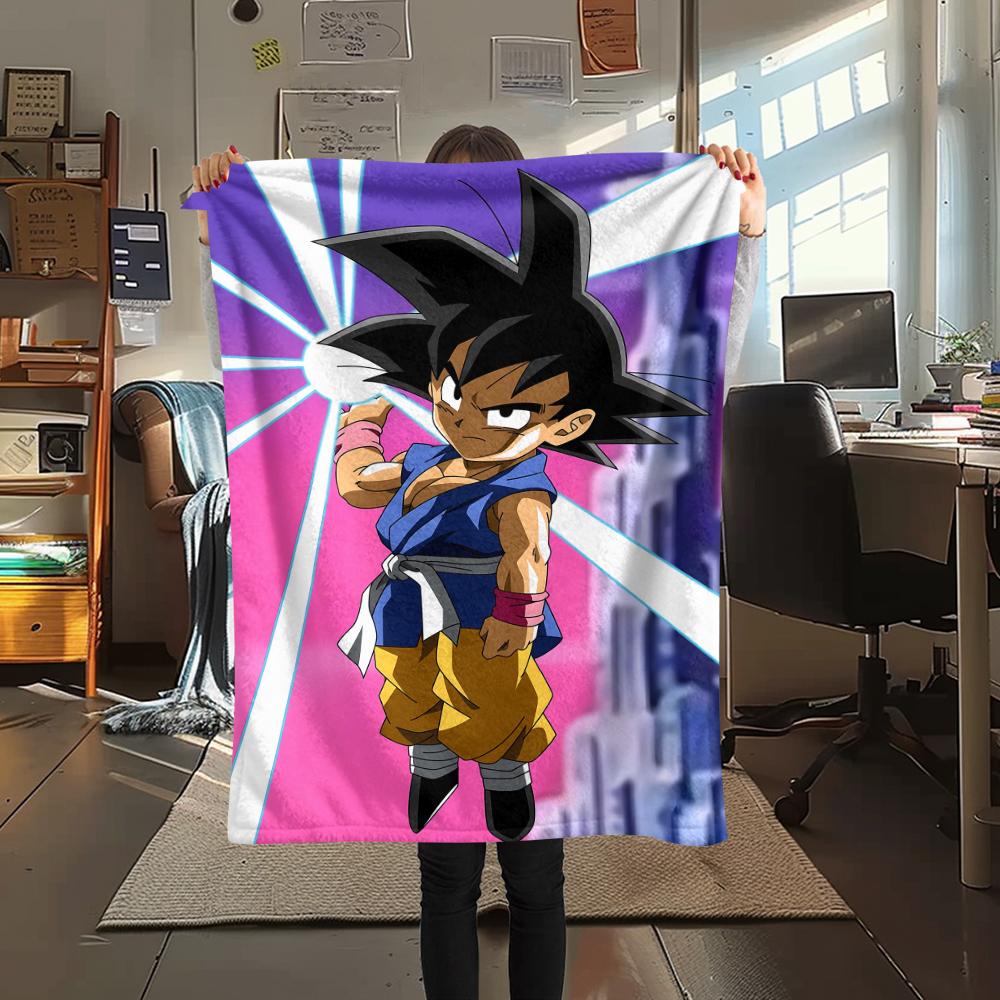 

Фланелевое одеяло с принтом персонажей Dragon Ball, Высококачественное, Удобное для всех сезонов, Декор для дома, Тепло и уют, Идеально для рождественских подарков 80cm x 120cm