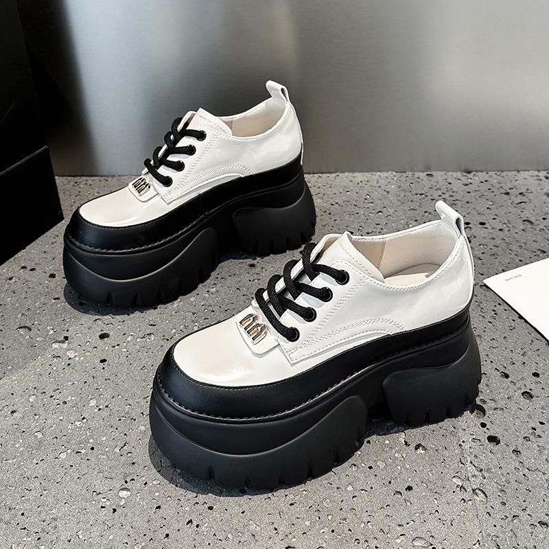 Inner Heightening Loafers Women's 2025 Spring New Black Small Fragrant Single Shoes Versatile Platform British Small Leather Shoes