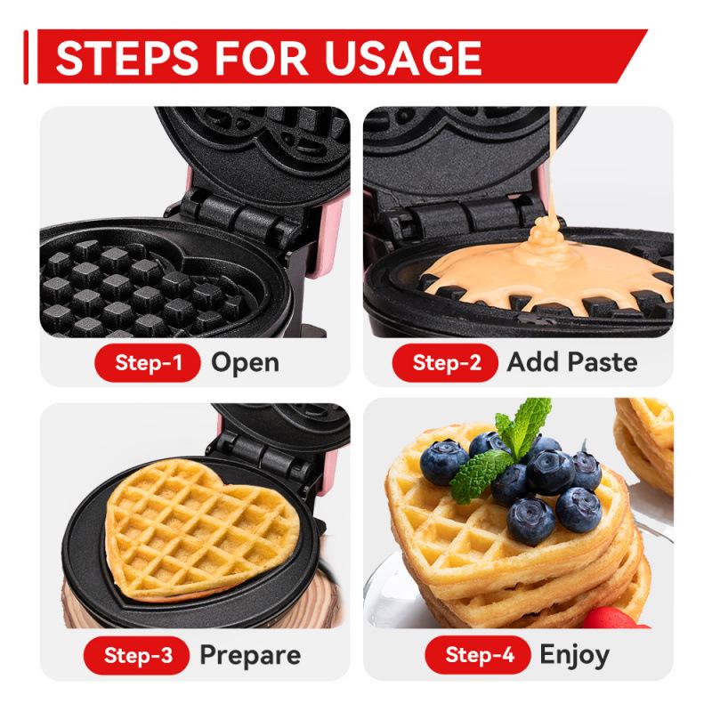 Cross-Heart Waffle Maker: Mini Breakfast & Light Meal Toaster