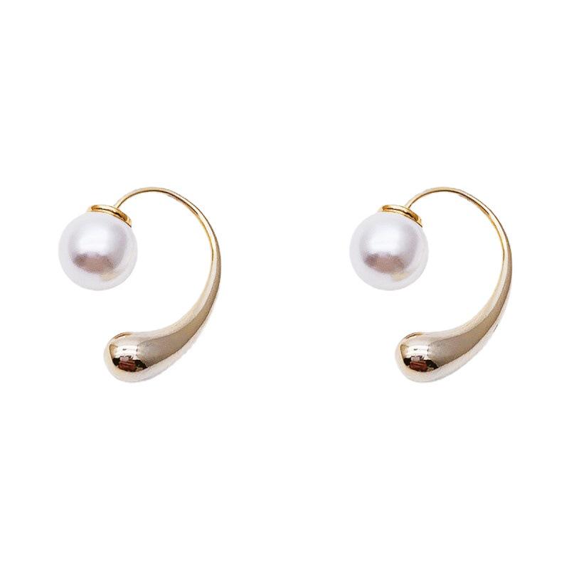 Korean Style Water Drop Pearl Stud Earrings: Fashionable, Simple, and Trendy for Women and Students