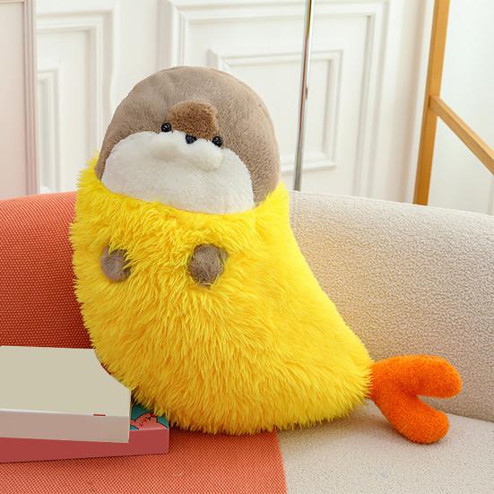 Fried Shrimp Seal Plush Pillow 70/90cm Soft Stuffed Hugging Doll with Invisible Zipper Cute Decorative Cushion Toy for Kids