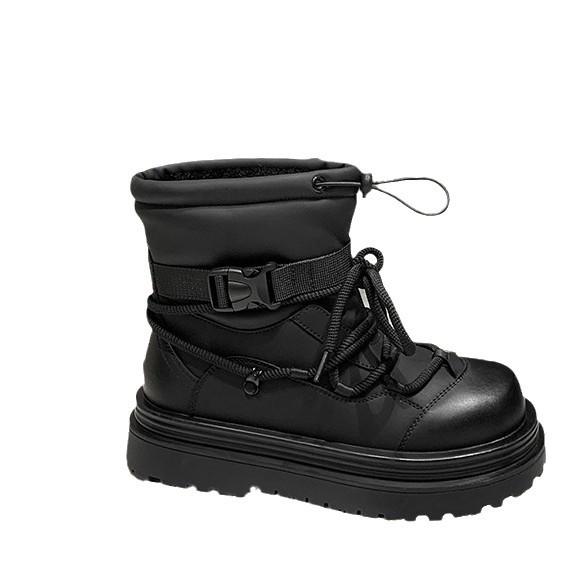 Snow Boots Women's Winter New Velvet Thickened Cotton Shoes Thick-soled Non-slip Fried Street Martin Short Boots Snow Boots