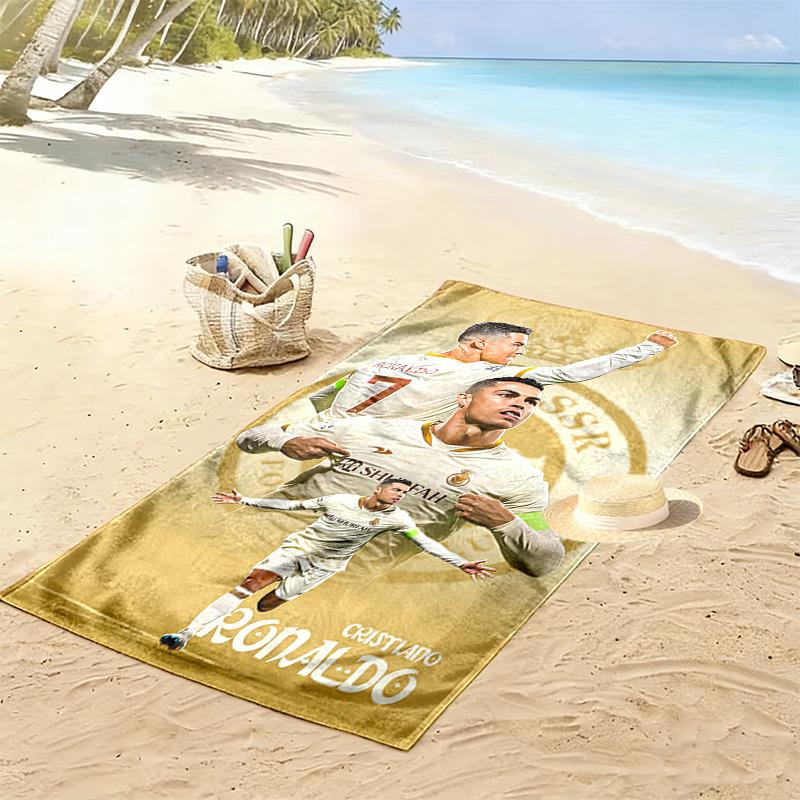 Asciugamano da Spiaggia con Stampa di Cristiano Ronaldo, Asciugamano Grande Morbido ad Asciugatura Rapida per Spiaggia Campeggio Nuoto