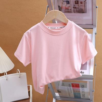Sommer Kinder Kurzarm T-Shirt Neue Mode Kinder Einfarbig T-Shirt Top Baumwolle Trendy Student T