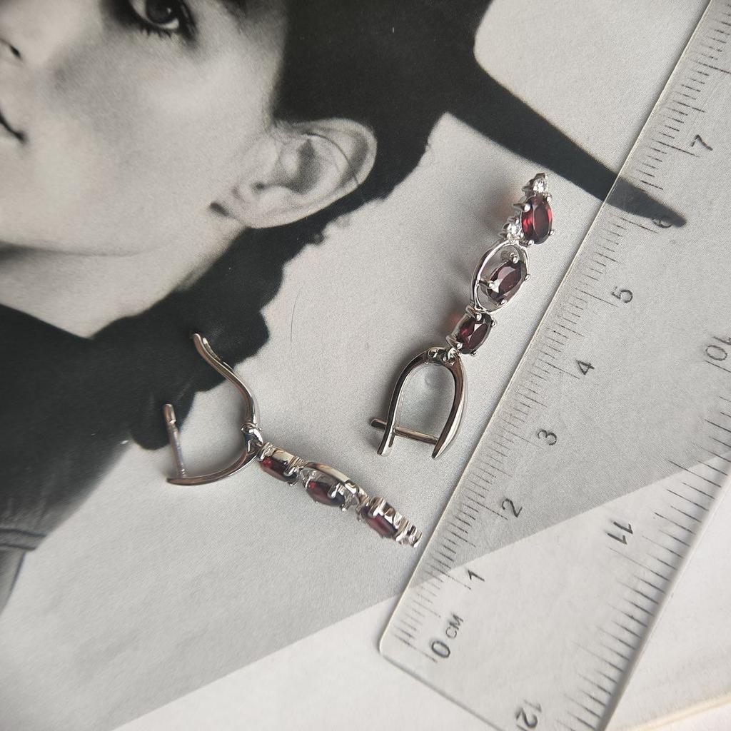 Серебряные серьги с натуральным гранатом 3.442ct (2195870)