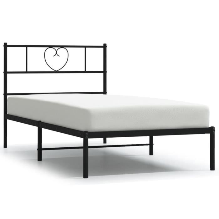 VidaXL Metal Bed Frame with Headboard Black 90x190 Cm 355455