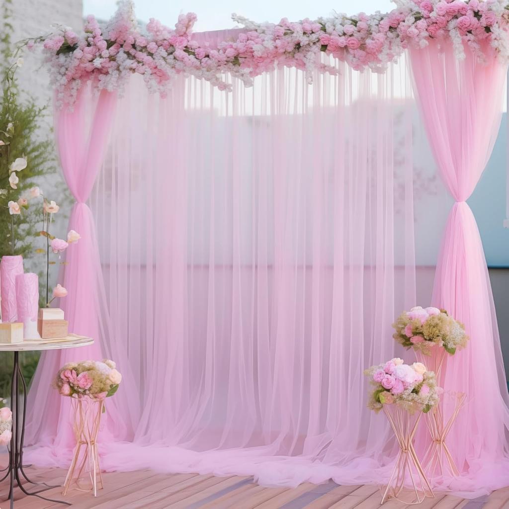 5/10M Organza Tulle Sheer Fabric Backdrop Curtain, Modern Organza Outdoor Party Decor Chair Decoration For Wedding, Party Decor