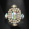 Stonefans Colorful Crystal Exaggerated Rings Lady Finger Accessories Ins Fashion Square Rhinestone Open Ring Adjustable Jewelry