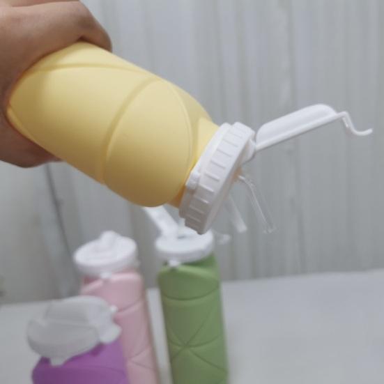 Collapsible Water Bottle Reusable Leak-Proof Silicone Water Cup 600ml Large Capacity Straw Cup Portable Outdoor Sports Kettle