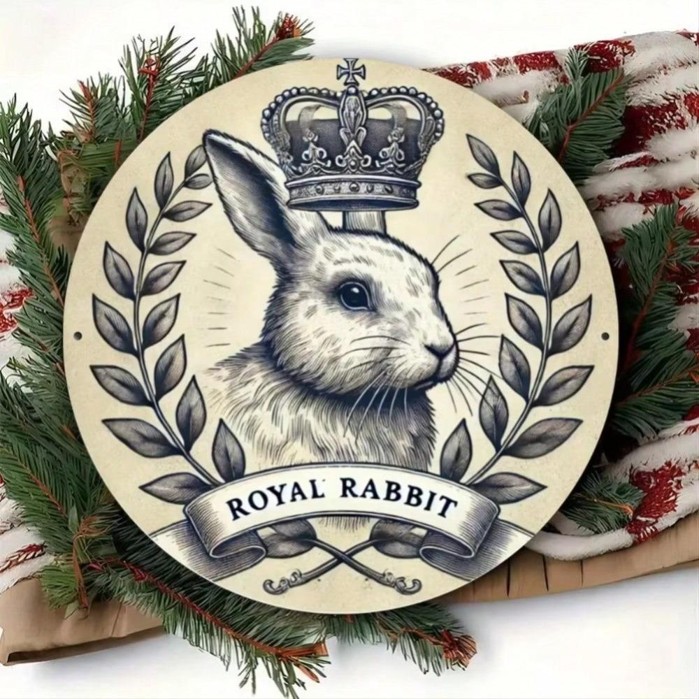Flat Print Metal Art Easter Bunny Crown Wall Decor For Home Room Door