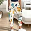 Women Plus Size Cartoon Printed Jogger Pants Drawstring Waist Side Pockets Cuffed Ankle Casual Trousers