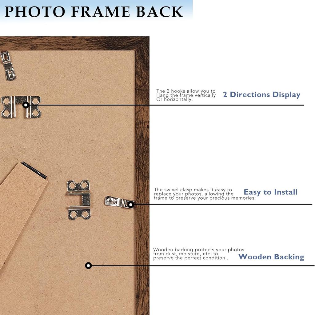 8x10 Picture Frame with 6x8 Mat Deep Brown, Display 6x8 with Mat or 8x10 Without Mat, Wood 8 by 10 Photo Frame, 8 x 10 Frame for Wall Hanging and