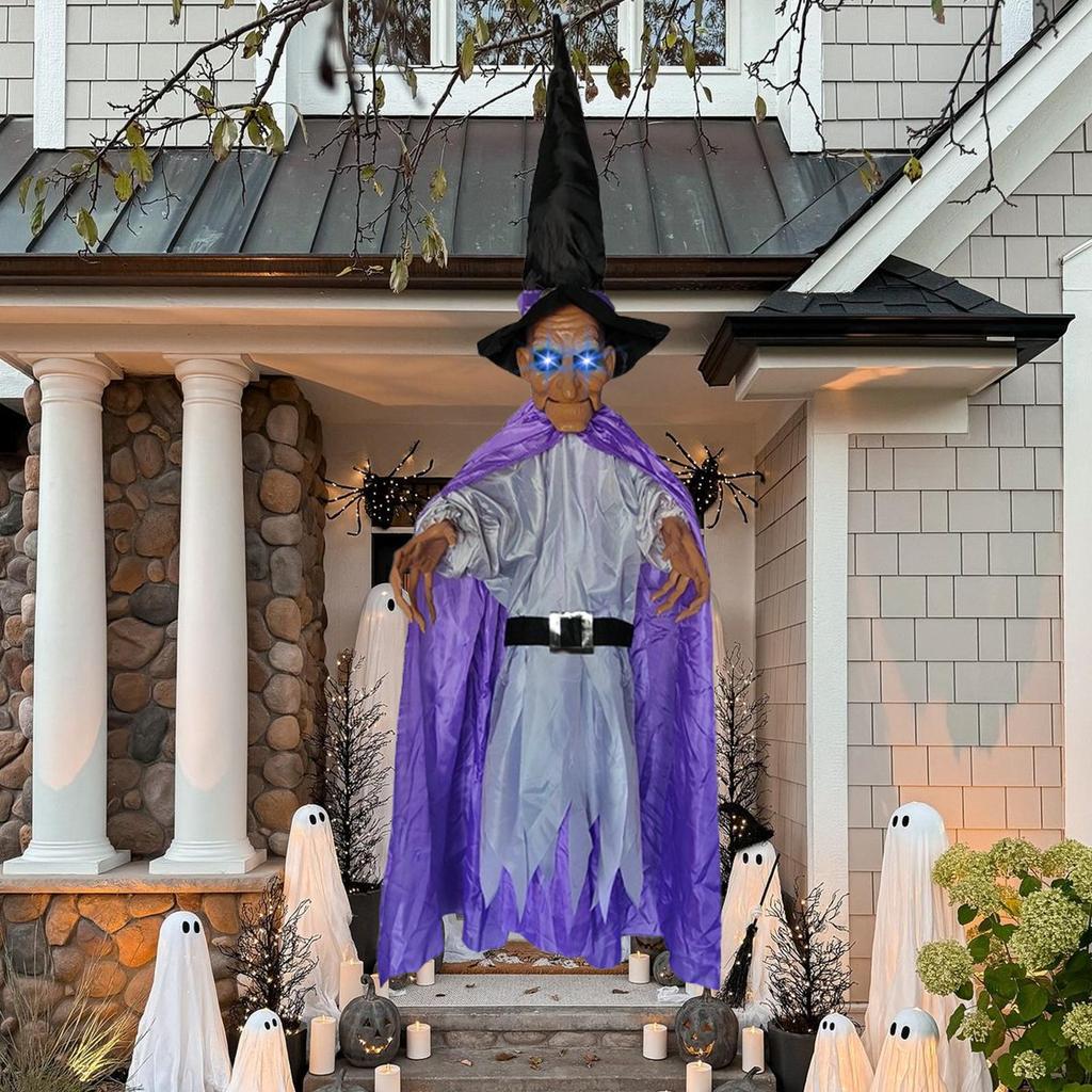 Spooky Witch Ornament Scary Witch Pendant For Halloween Light Emitting Pendant With Spooky Sounds For Home Indoor Outdoor Porch
