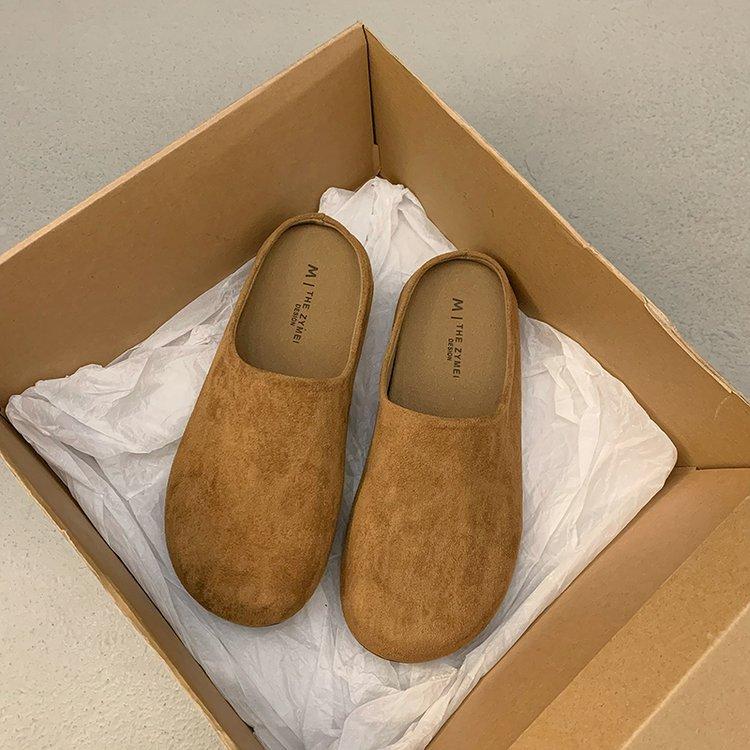 Soft Leather Version~ Thick Bottom Boken Bag Head Half Slippers Women Wear Half Tray 2025 Spring Pregnant Women Retro Ugly Boken Tide