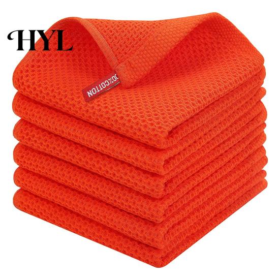 Long-lasting Dish Towel Cotton Waffle Weave Kitchen Cloth Solid Color Ultra Soft Absorbent Quick Drying Cleaning Rag Hair Hat