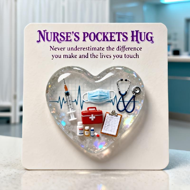 Nurse Pocket Hug Heart Ornament, Heart-Shaped Inspirational Emotional Sculpture, Hug Token. Suitable for Home Holiday Decor, Room Decor, Friend Gifts