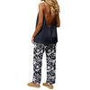 Women's Sleeveless Backless Top and Elastic Waist Pants Set, Color Loungewear
