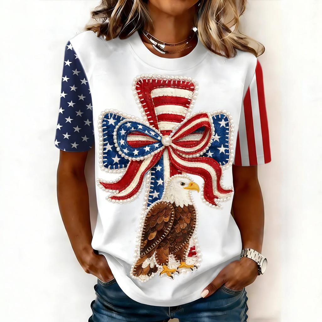 Women's Casual And Fashionable Short-sleeved Printed T-shirt Top