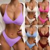 2025 Dámské Sexy Trojúhelníčkové Bikiny - Jednobarevné, Plavky s Děleným Designem