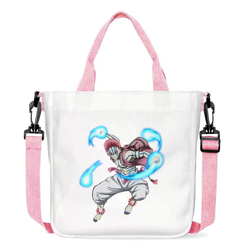 Japan Cartoon Comics Akaza Demon Slayer Print Canvas Shoulder Bag Women's Commuter Bag Handbag 7553