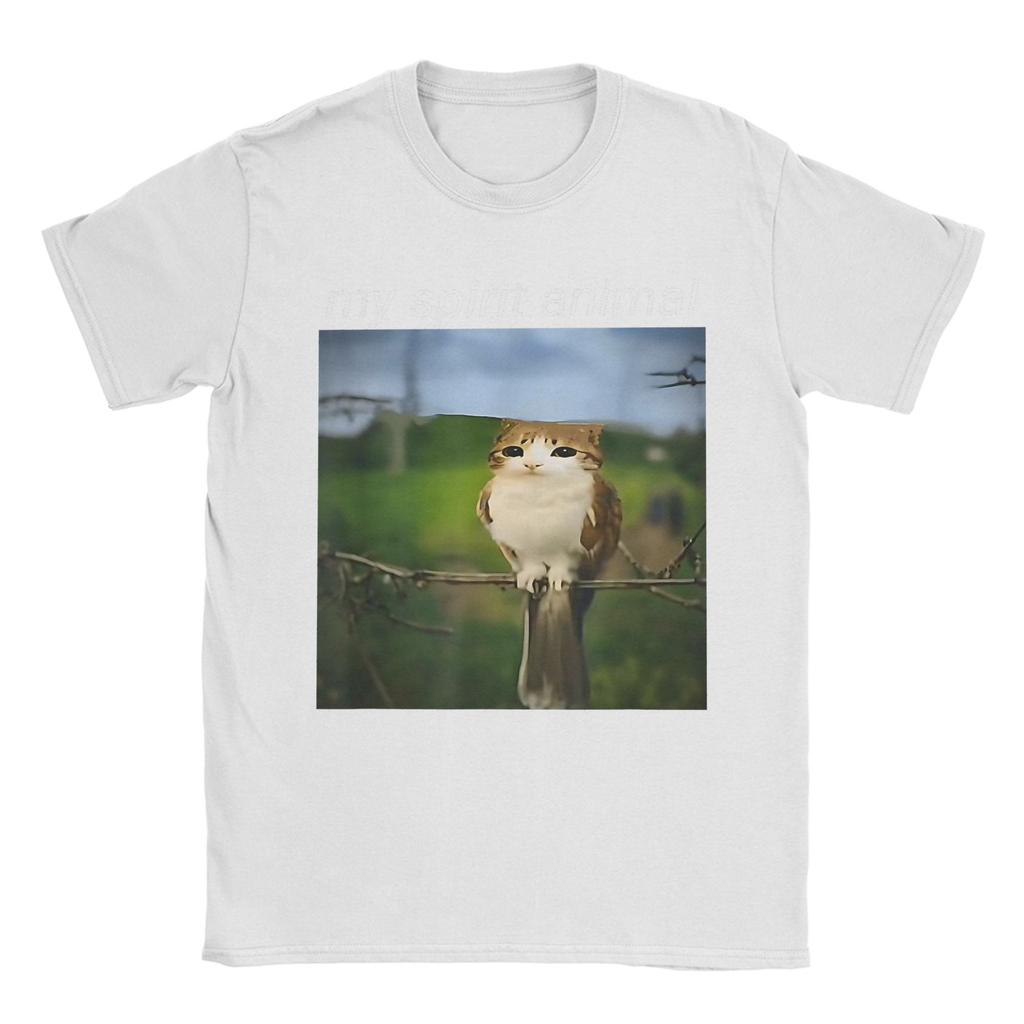 Unisex Clothing Unisex My Spirit Animal Funny Meowl Meme Cat Owl Meme Brainrot TShirt for Unisex O Neck T Shirt Short Sleeve Tees Y2k