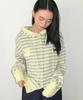 RONRON Mini Pocket Hooded Knit Cardigan Yellow Stripe