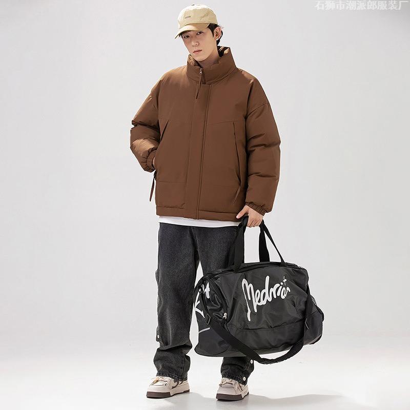 New trendy down jacket loose version new stand-up collar winter coat thickened cotton clothes men