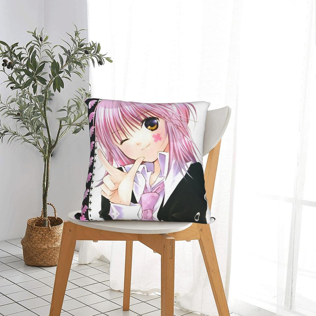 Anime Shugo Chara Square Pillow Case Hinamori Amu Cushion Cover Vintage Zipper Decorative Pillowcase for Home 40x40cm