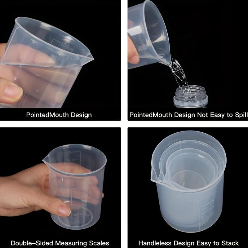 5pcs Graduated Measuring Cups and Laboratory Graduated Beakers, Suitable for Mixing Paints, Dyes, and for DIY Jewelry Making