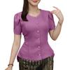 ZANZEA Women Casual Round Neck Summer Short Sleeve Blouse
