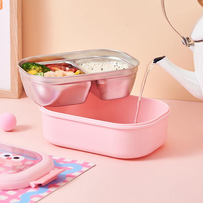 Stainless Steel Bento Lunch Box Kids School Bento Box Kids Sealed Cute Portable Food Container Separate Heatable Lunchbox