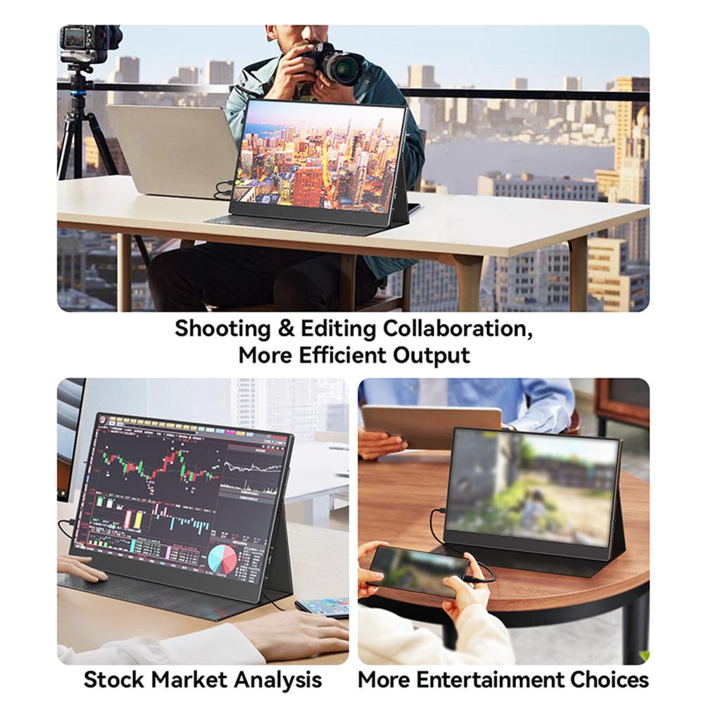 15palcový přenosný monitor FHD1080P IPS herní monitor vestavěné duální reproduktory 170 stupňů široký pozorovací úhel externí