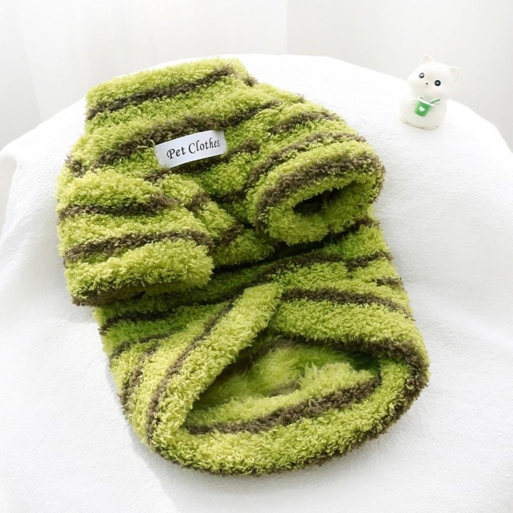 Winter Dog Warm Clothes Stripes Dog Bodysuit Fashion Plush Dogs Coat Cat