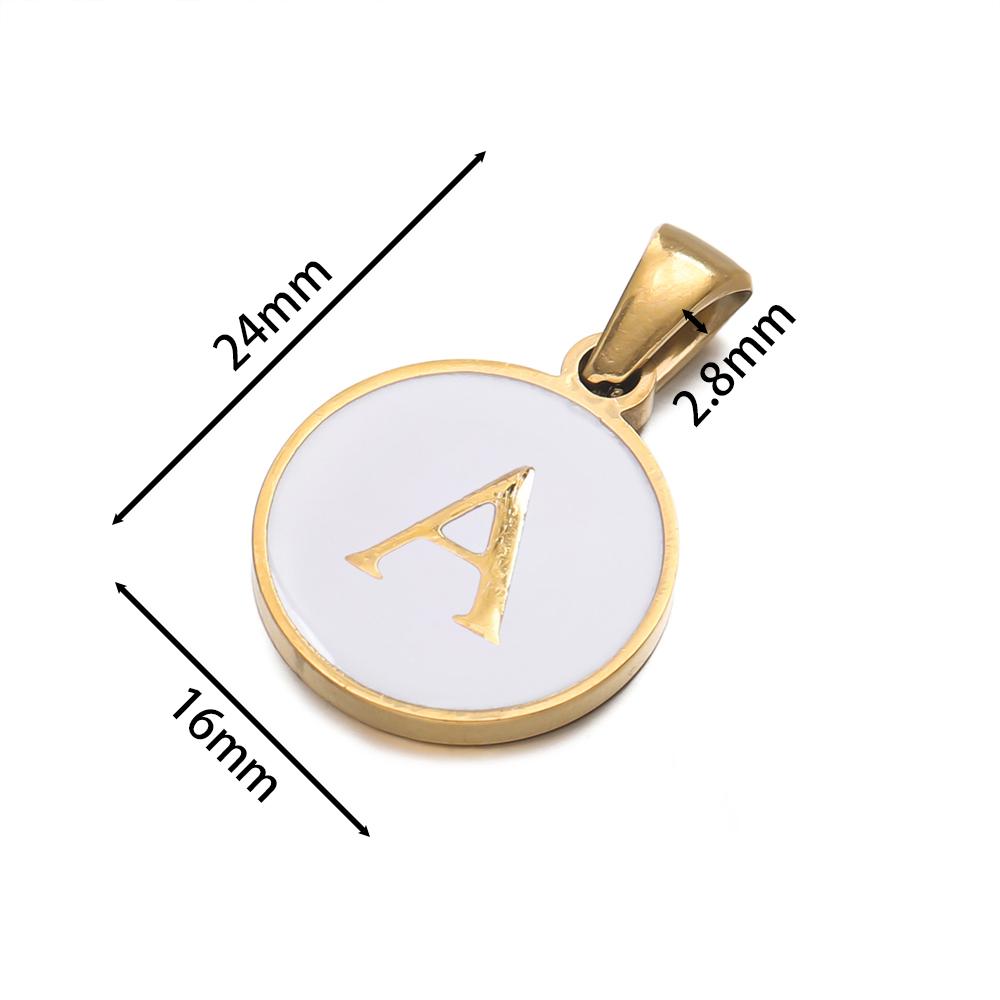 1pcs/pack Stainless Steel 26 Alphabet A-Z Letters Round White Pendants For DIY Bracelet Necklace Jewelry Making Accessories