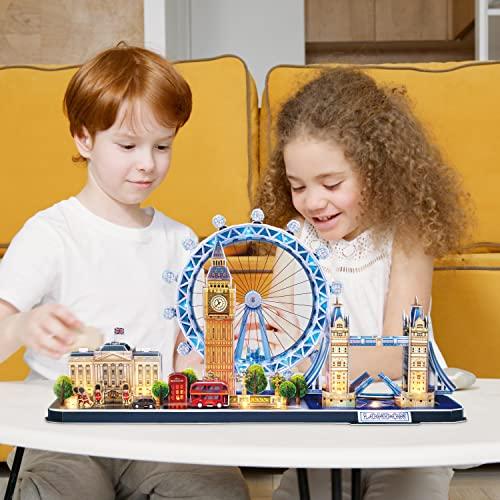 Cubic Fan 3D Puzzle Craft Kit, London (with LED), L532h, No Glue or Tools Required