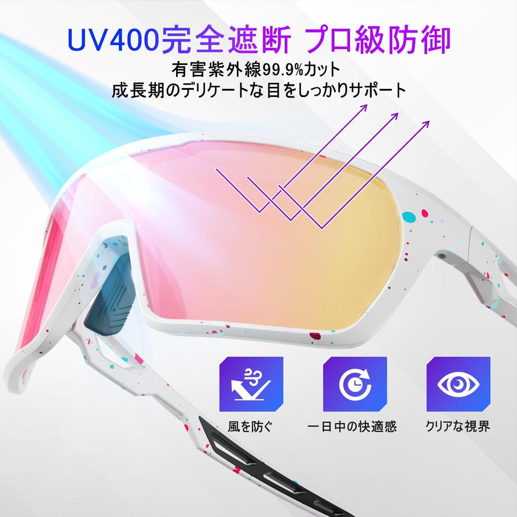 HAAYOT Sports Sunglasses for and Road Full UV400 Polarized TR90 White Frame with Pink Dots Baseball, Running, Cycling, Protection, Lenses,