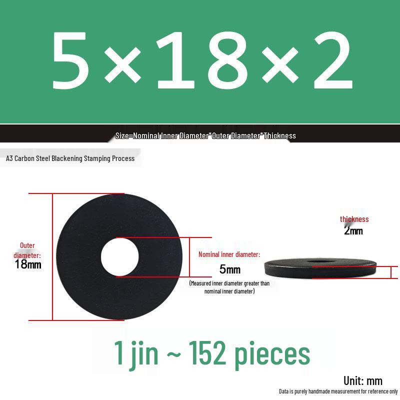 Thickened Black Flat Washer: Enhanced Round Metal Spacer for Home Use