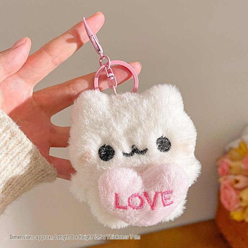 Süße Kätzchen-Puppe Anhänger - Weicher Taschenanhänger Schlüsselanhänger mit Herz für Mädchen, Ideales kleines Geschenk