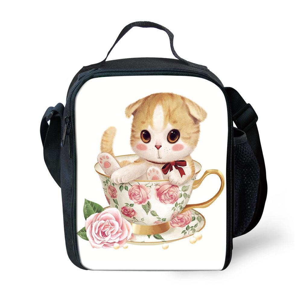 Classic Crossbody Denim pocket Cute Cat Dog Lunchbox Thermal insulation Food Lunch Bag 3D Printed Insulated Handbags Ice Bags