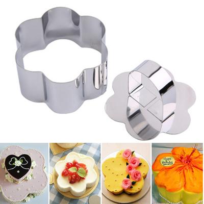 YOMDID Edelstahl Kuchen Dessert Form Quadratisch Rund Herz Blumenförmiger Mousse Ring Kuchenformen Küche DIY Backwerkzeuge