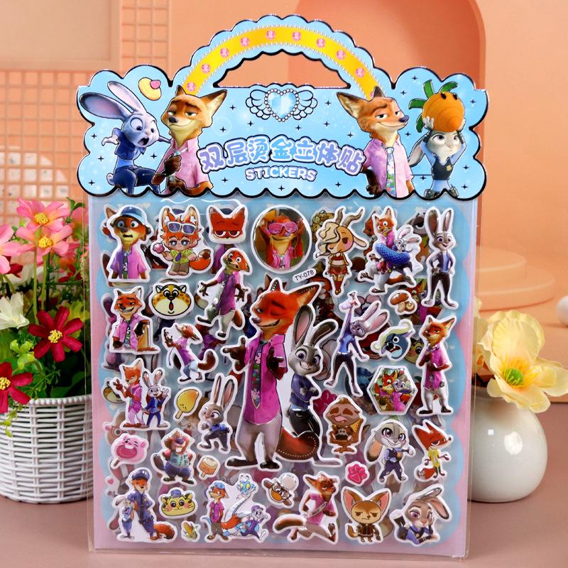 

Animation Zootopia Series Nick Judy Movie Figure 3D Stereo Animation Double-Layer Sticker Handmade Diy Sticker Periphery Fun Present