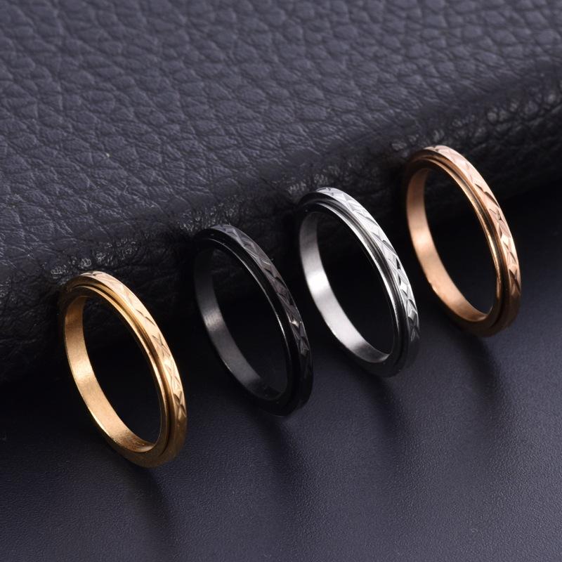 Cross Batch Flower Rhombus Grid Cold Wind Rotatable Ring Men's and Women's Narrow Version Niche Ring with Jewelry