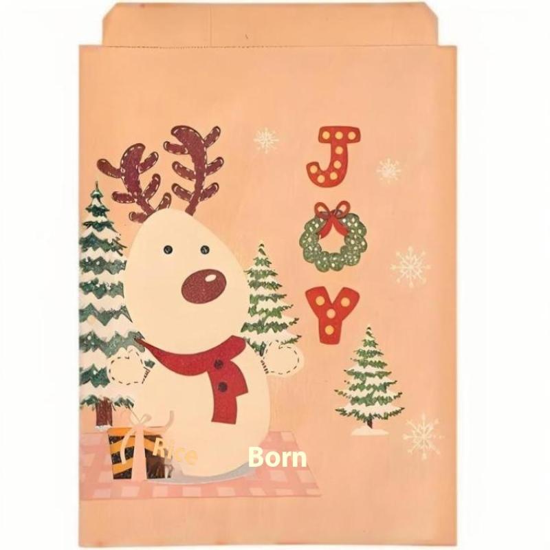 

20Pcs Merry Christmas Gift Bags Santa Claus Kraft Paper Candy Cookies Bag Xmas Party Favors 2025 Christmas Diy Advent Calendar as the picture