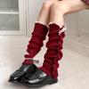 Maillard Rote Spitzensocken für Mädchen - Gemütliche Herbst-/Winter-Strick-Beinwärmer im Y2K-Stil, Perfekt zu Lederschuhen.