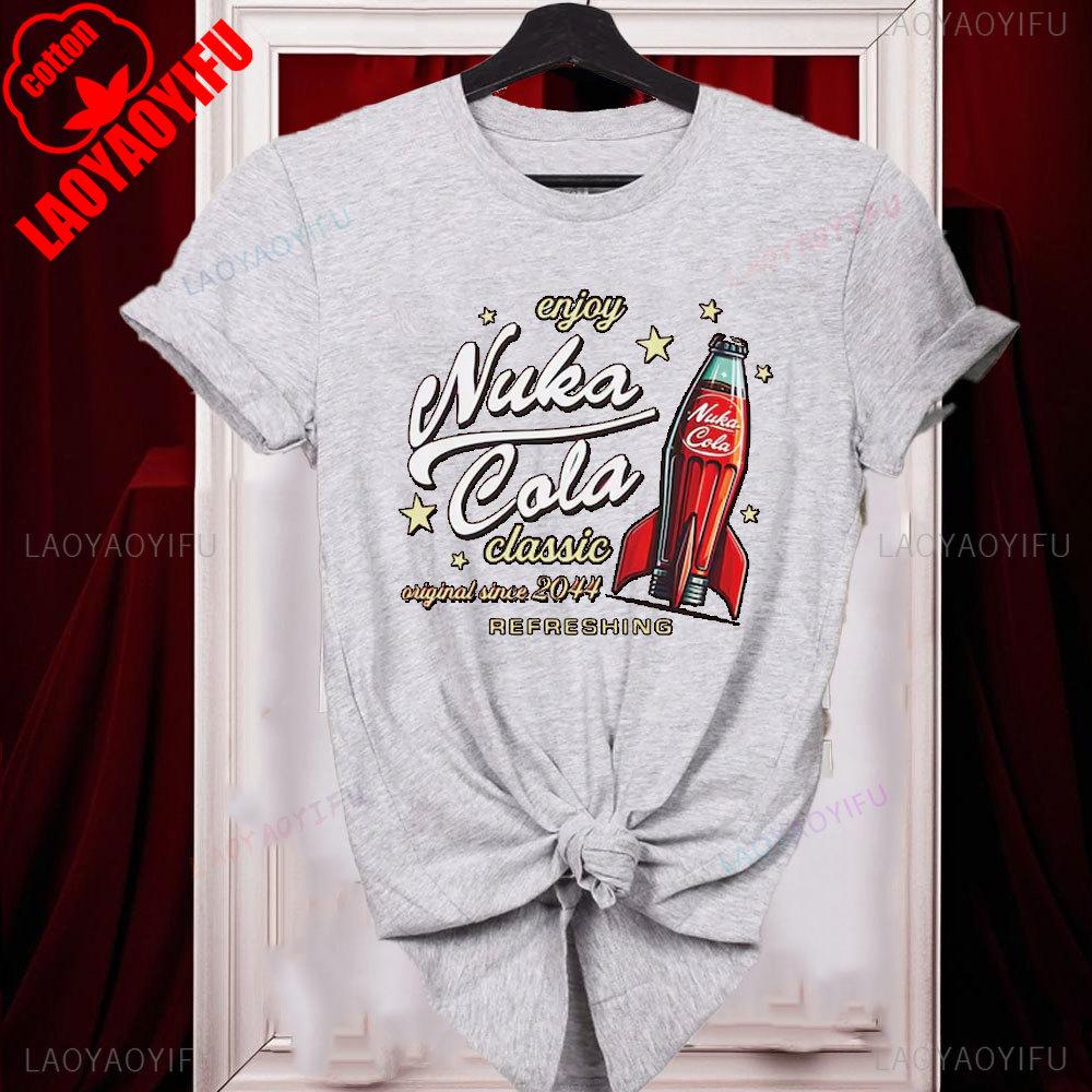 Nuka Cola Fallout Unisex Softstyle Cotton T-Shirt Funny Tshits Vintage Red T Shirt 2044 Tee Tops Fan Gift Ropa Hombre Harajuku